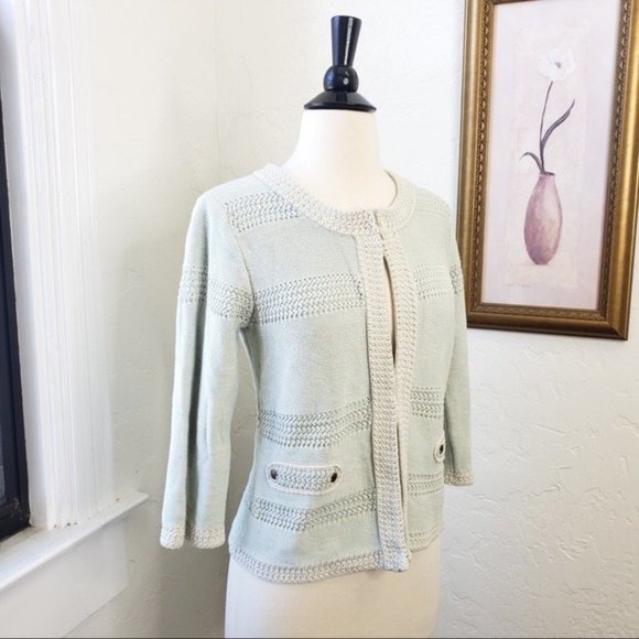 CAbi ~ Mint Green Hook Closure Cardigan ~ M - Picture 1 of 3